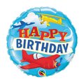 Mayflower Distributing Qualatex 91775 18 in. Happy Birthday Airplanes Flat Foil Balloon - Pack of 5 91775